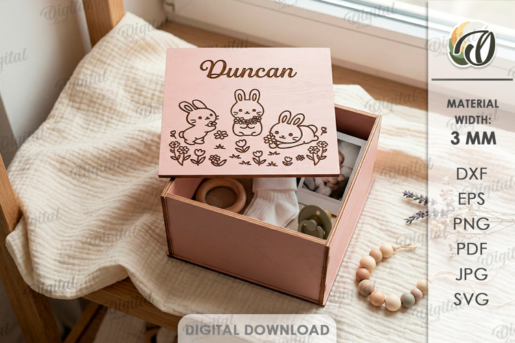 Kids Memory Box Laser Cut. Keepsake Box SVG