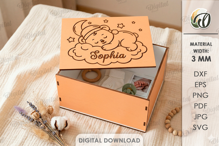 Kids Memory Box Laser Cut. Keepsake Box SVG