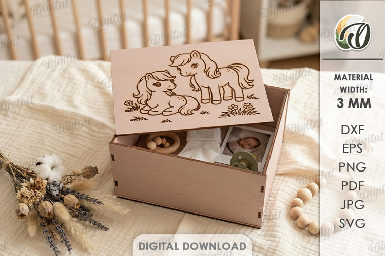 Kids Memory Box Laser Cut. Keepsake Box SVG