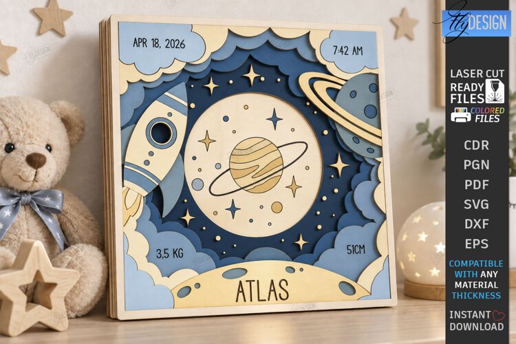 Kids Multilayer Photo Frame Laser Cut | 3D Kids Laser | CNC example image 1