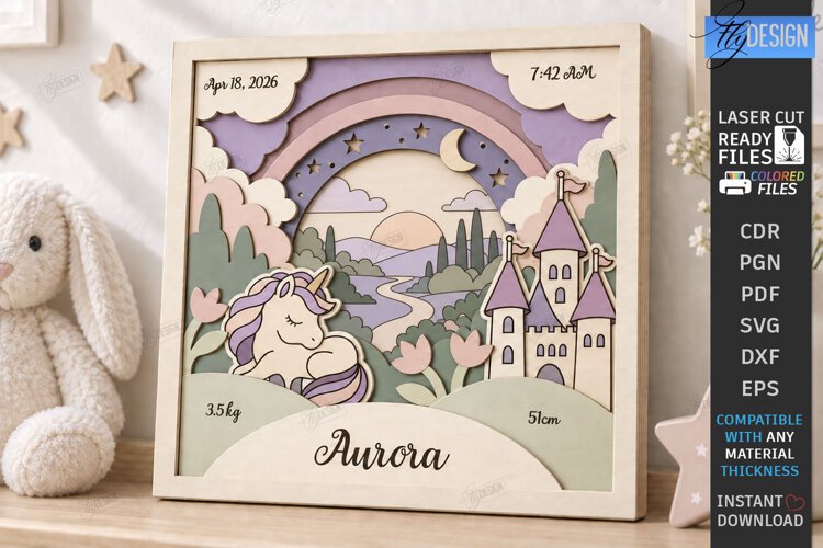 Kids Multilayer Photo Frame Laser Cut | 3D Kids Laser | CNC example image 1