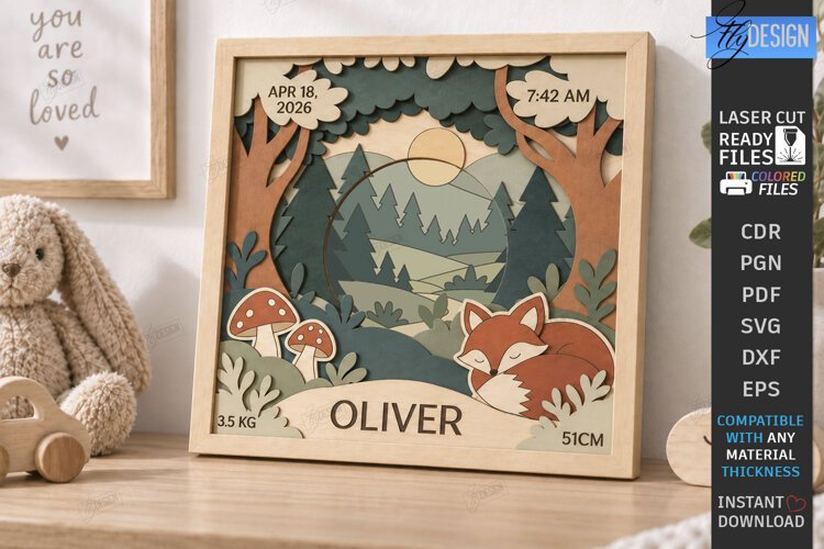 Kids Multilayer Photo Frame Laser Cut | 3D Kids Laser | CNC example image 1