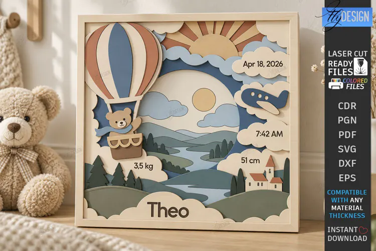 Kids Multilayer Photo Frame Laser Cut | 3D Kids Laser | CNC
