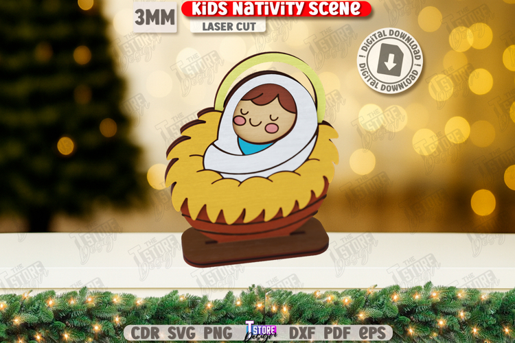 Kids Nativity Stand Laser Cut|Christmas Decor|Holidays SVG