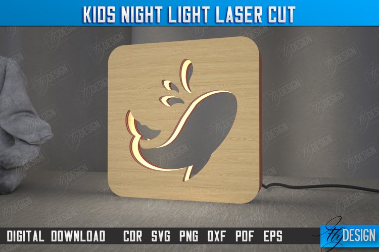 Kids Night Light | Table Figurines | Whale Silhouette | CNC