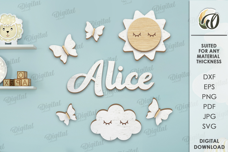 3D Kids nursery wall decor Laser Cut. Kids room decoraion