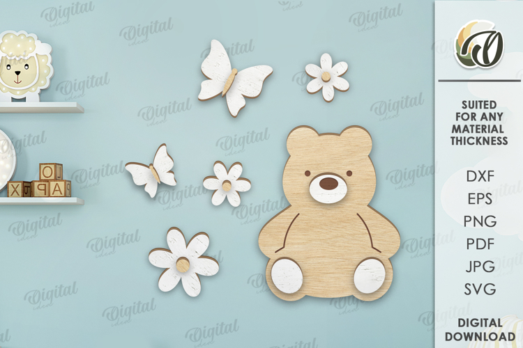 3D Kids nursery wall decor Laser Cut. Kids room decoraion