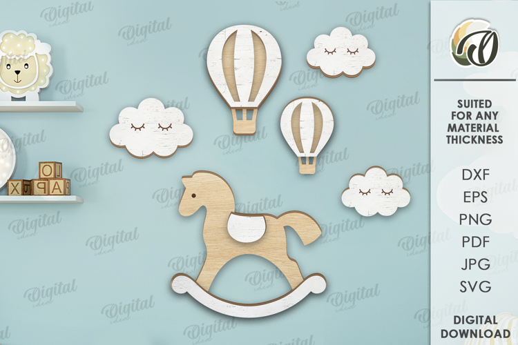 3D Kids nursery wall decor Laser Cut. Kids room decoraion