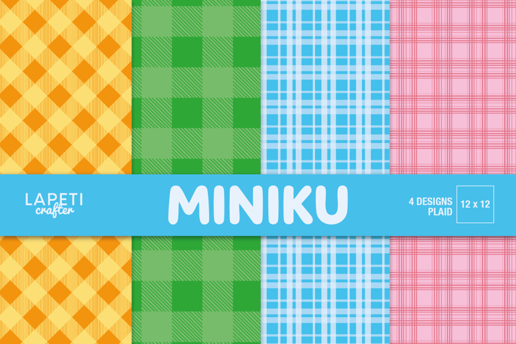 Kids Party Scrapbook Paper | Bright Plaid 12x12 Backgrounds