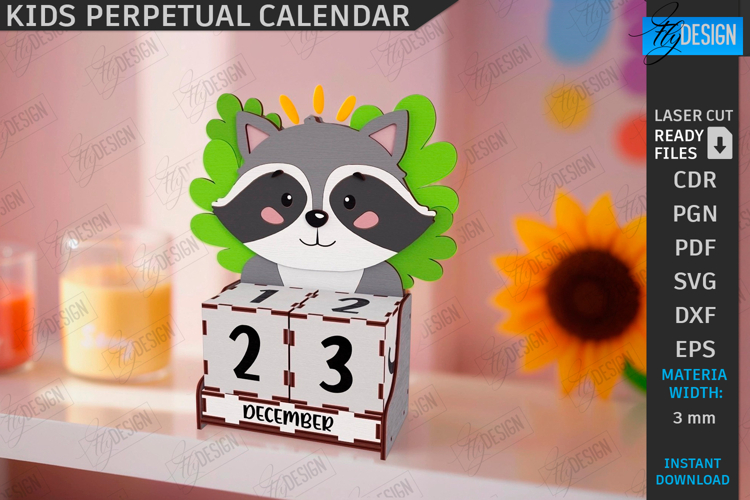 Kids Block Calendar Laser Cut|Calendar with Cubes|Kids Laser