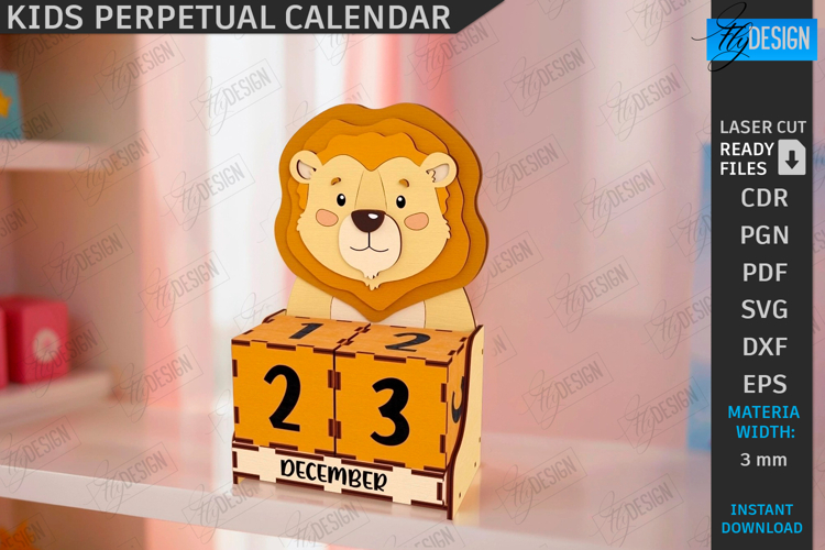 Kids Block Calendar Laser Cut|Calendar with Cubes|Kids Laser