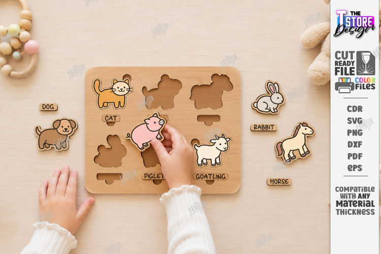 Toddler Wooden Matching Puzzle Laser Cut | Montessori Toys