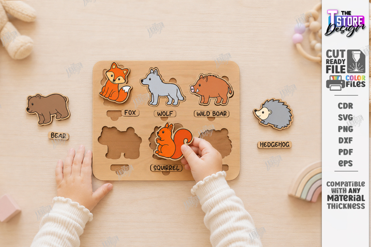 Toddler Wooden Matching Puzzle Laser Cut | Montessori Toys