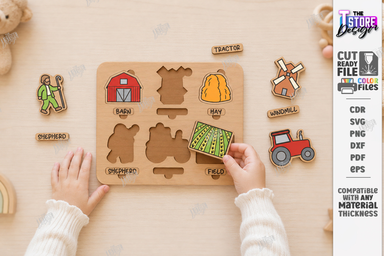 Toddler Wooden Matching Puzzle Laser Cut | Montessori Toys