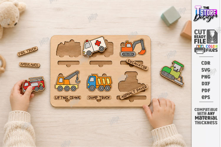 Toddler Wooden Matching Puzzle Laser Cut | Montessori Toys