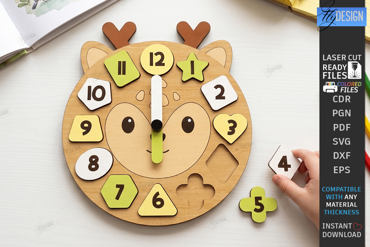 Kids Puzzle Clock Laser Cut | Kids Laser | Educational Toys