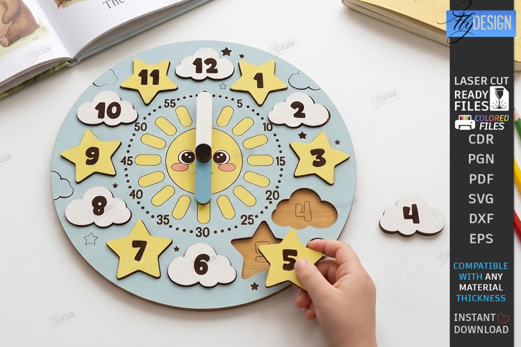 Kids Puzzle Clock Laser Cut | Kids Laser | Educational Toys