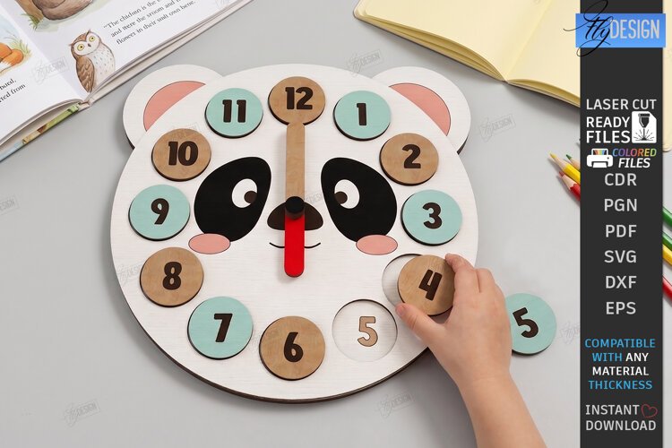 Kids Puzzle Clock Laser Cut | Kids Laser | Educational Toys example image 1