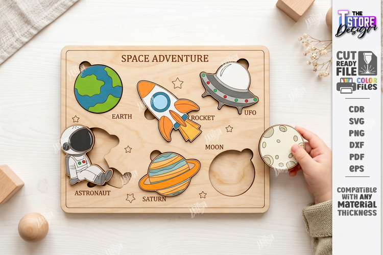 Wooden Kids Puzzle Laser Cut | Kids Laser | Space Adventure