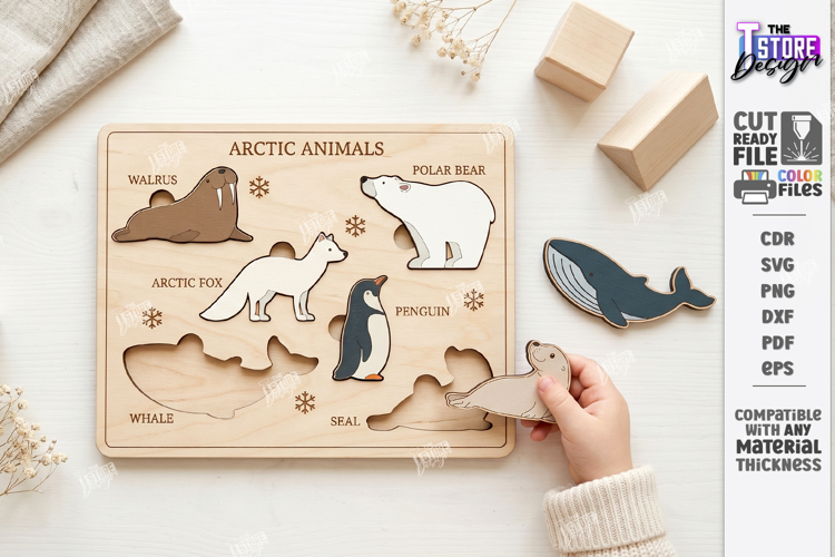 Wooden Kids Puzzle Laser Cut | Kids Laser | Arctic Animals