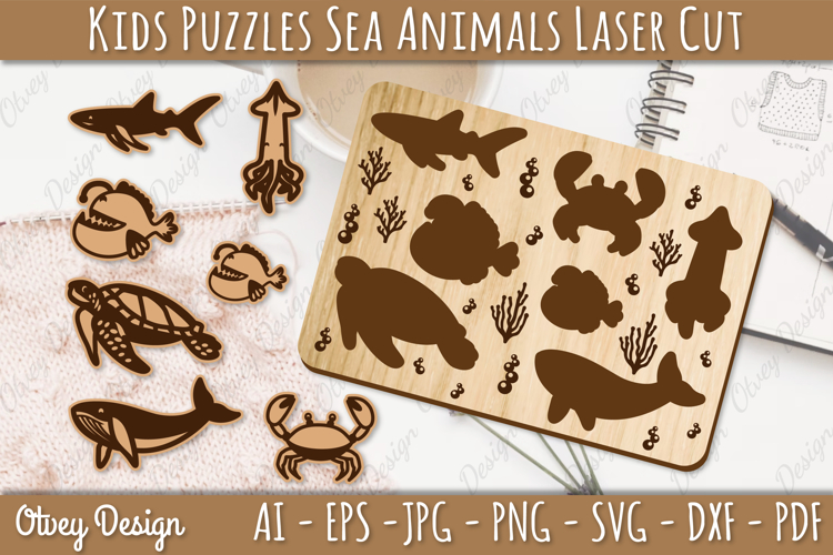 Kids Puzzles Sea Animals Lasercut | Wooden Montessor