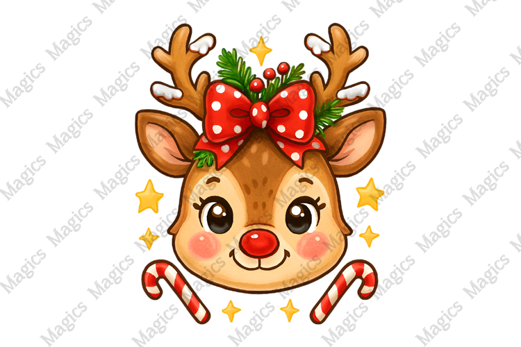 Kids Reindeer Christmas PNG