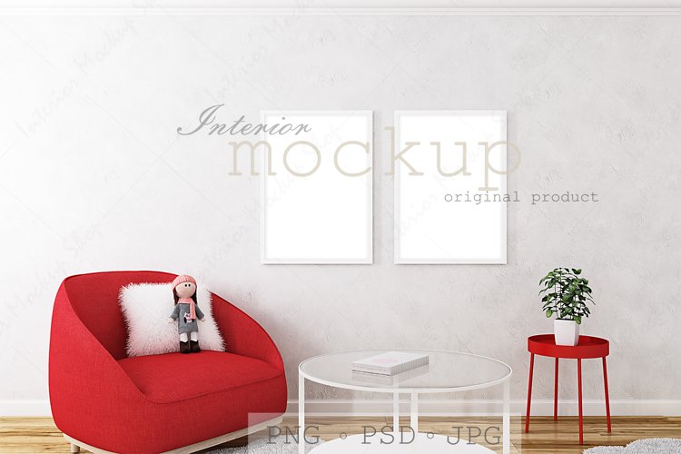 Frame mockup in kids room example image 1