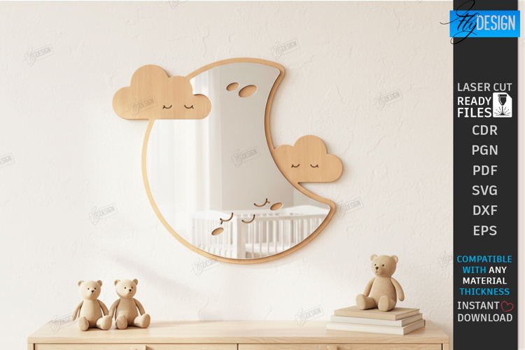 Kids Room Wall Mirror Laser Cut | Childrens Room | Nursery