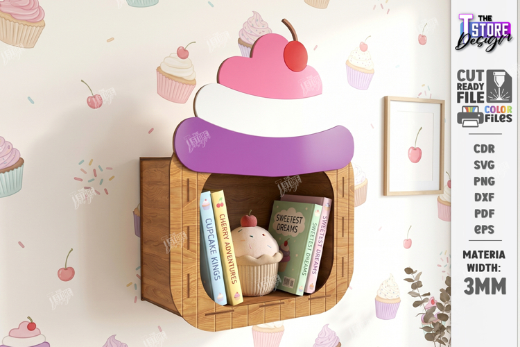 Kids Room Wall Shelf Laser Cut | Nursery Bookshelf Laser Cut