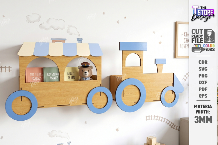 Kids Room Wall Shelf Laser Cut | Nursery Bookshelf Laser Cut