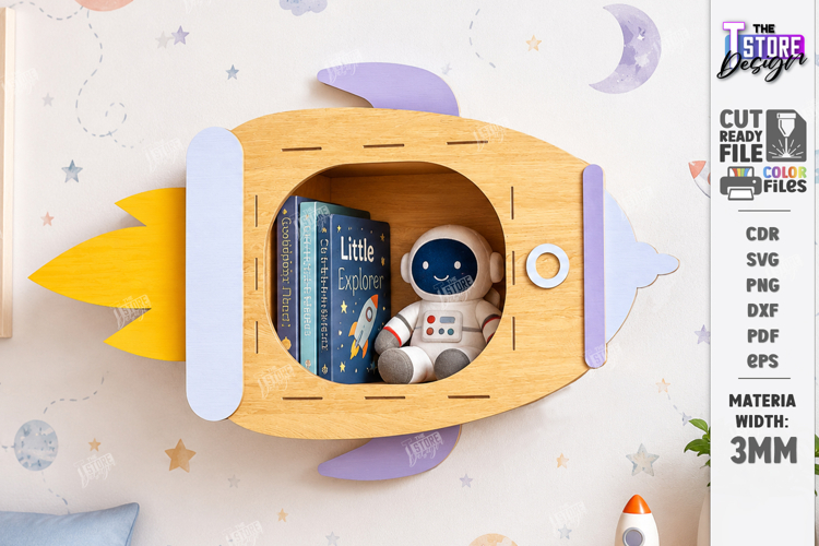 Kids Room Wall Shelf Laser Cut | Nursery Bookshelf Laser Cut