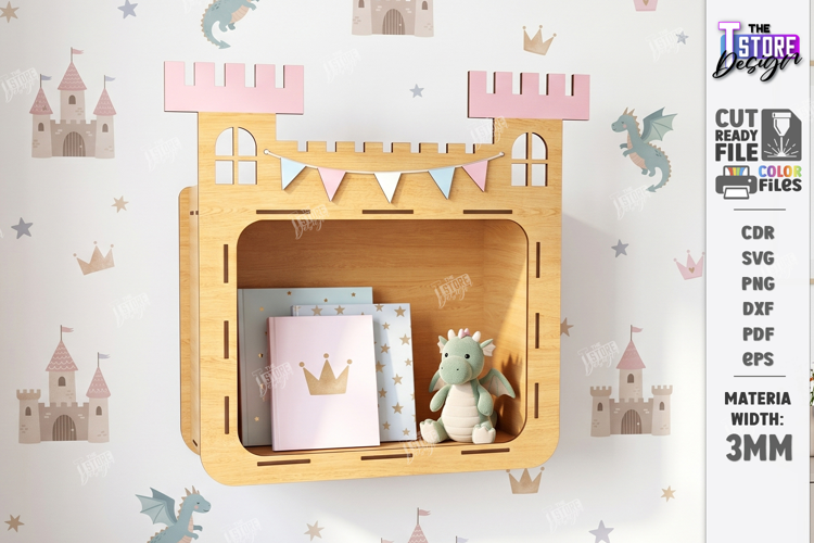 Kids Room Wall Shelf Laser Cut | Nursery Bookshelf Laser Cut