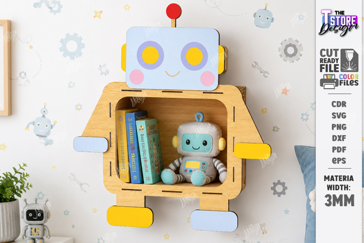 Kids Room Wall Shelf Laser Cut | Nursery Bookshelf Laser Cut