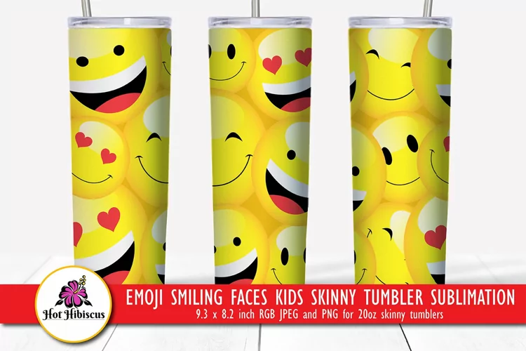 Emoji Tumbler | Kids Emoji Party Tumbler Sublimation Design