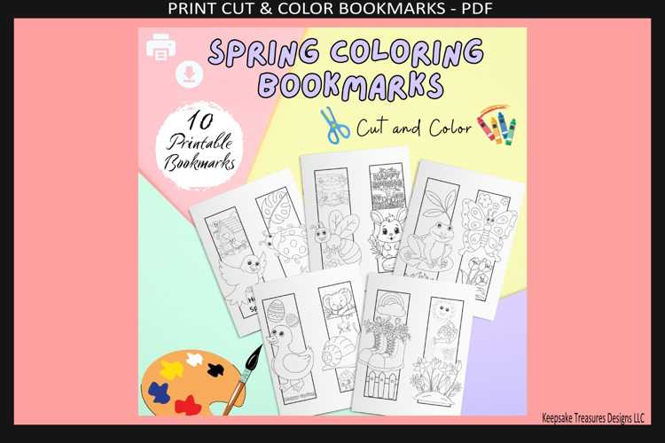 Cute Spring Coloring Bookmarks For Kids, Print & Cut, Easter