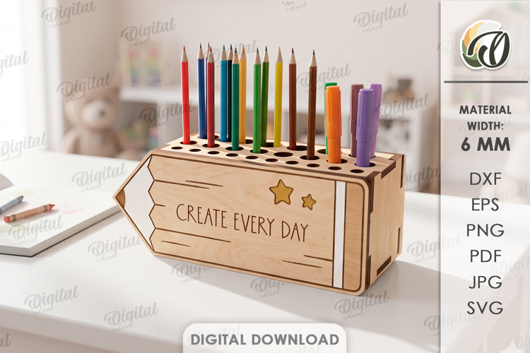 Kids Stationery Holder Laser Cut. Pencil Holder SVG