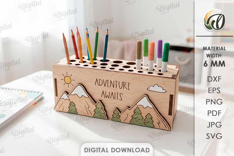 Kids Stationery Holder Laser Cut. Pencil Holder SVG