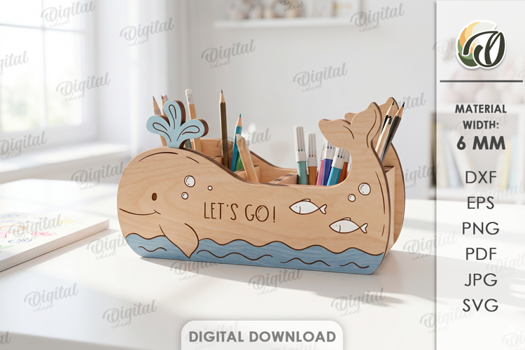 Kids Stationery Holder Laser Cut. Pencil Holder SVG
