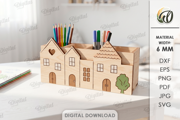 Kids Stationery Holder Laser Cut. Pencil Holder SVG