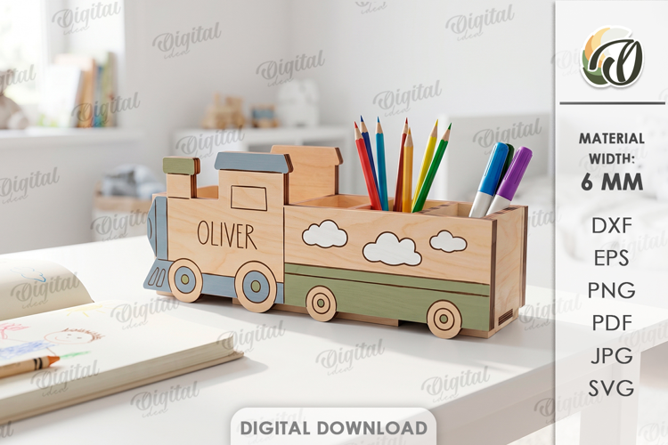 Kids Stationery Holder Laser Cut. Pencil Holder SVG
