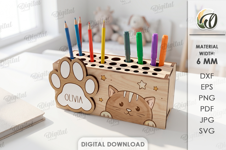Kids Stationery Holder Laser Cut. Pencil Holder SVG