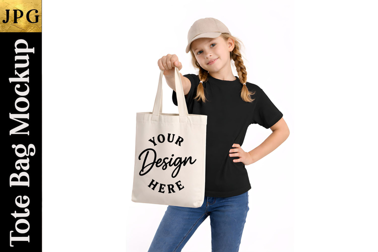 Kids Tote Bag Mockup | Blank Tote Bag Mockup