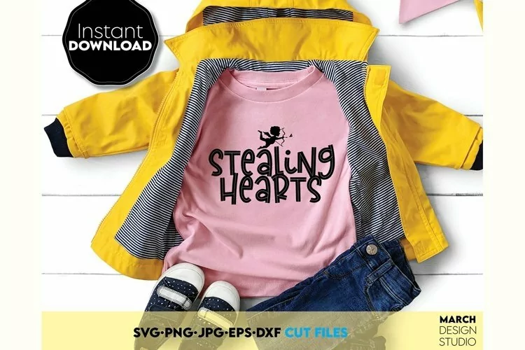 Stealing Hearts Kids Valentines Day Shirts Design SVG PNG