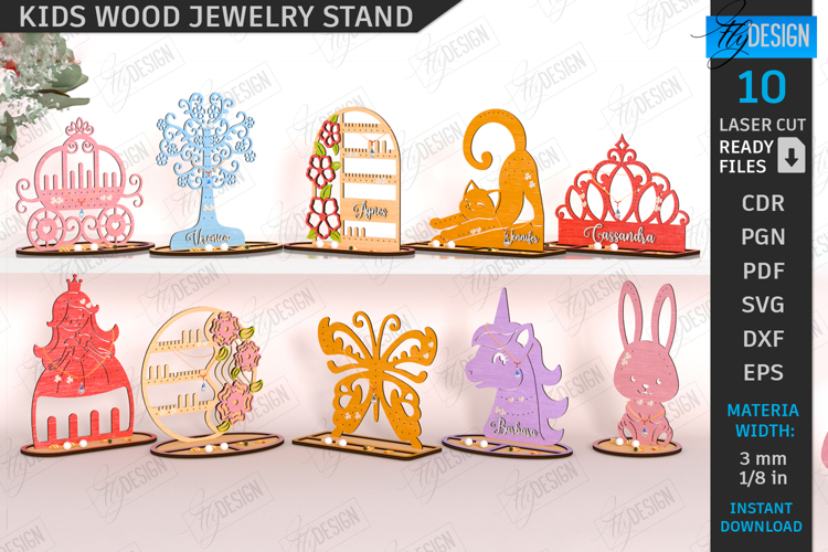 Kids Jewelry Stand Laser Cut|Accessory Holder|Earrings Stand