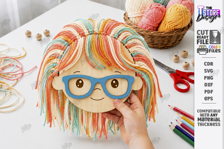 Kids Wooden Yarn Hair Craft Laser Cut | Kids Laser | Girl