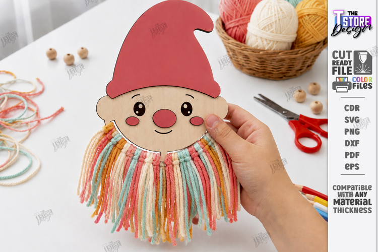 Kids Wooden Yarn Hair Craft Laser Cut | Kids Laser | Gnome