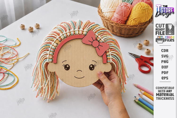 Kids Wooden Yarn Hair Craft Laser Cut | Kids Laser | Girl
