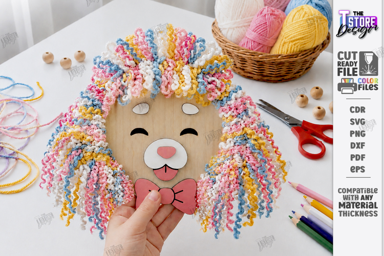Kids Wooden Yarn Hair Craft Laser Cut | Kids Laser | Dog