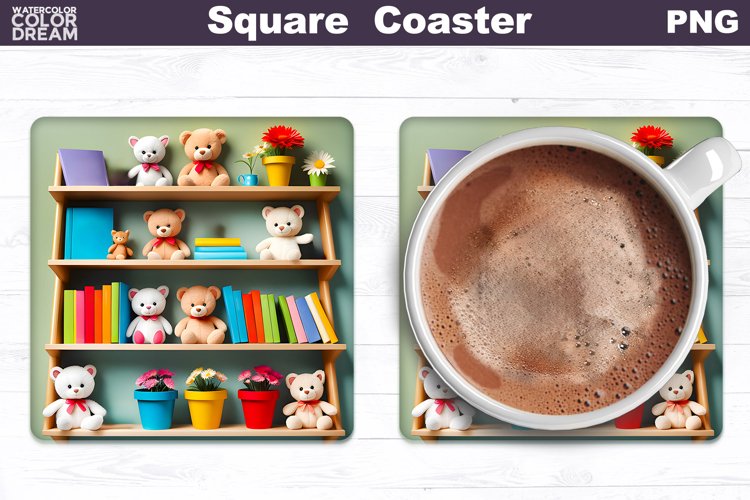 Kids Books Square Coaster | Book Lover Coaster