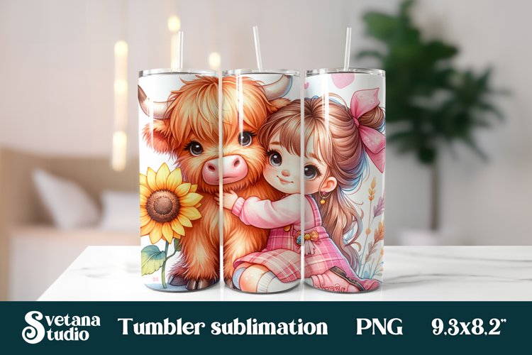 Cute baby cow flower tumbler wrap 20 Oz